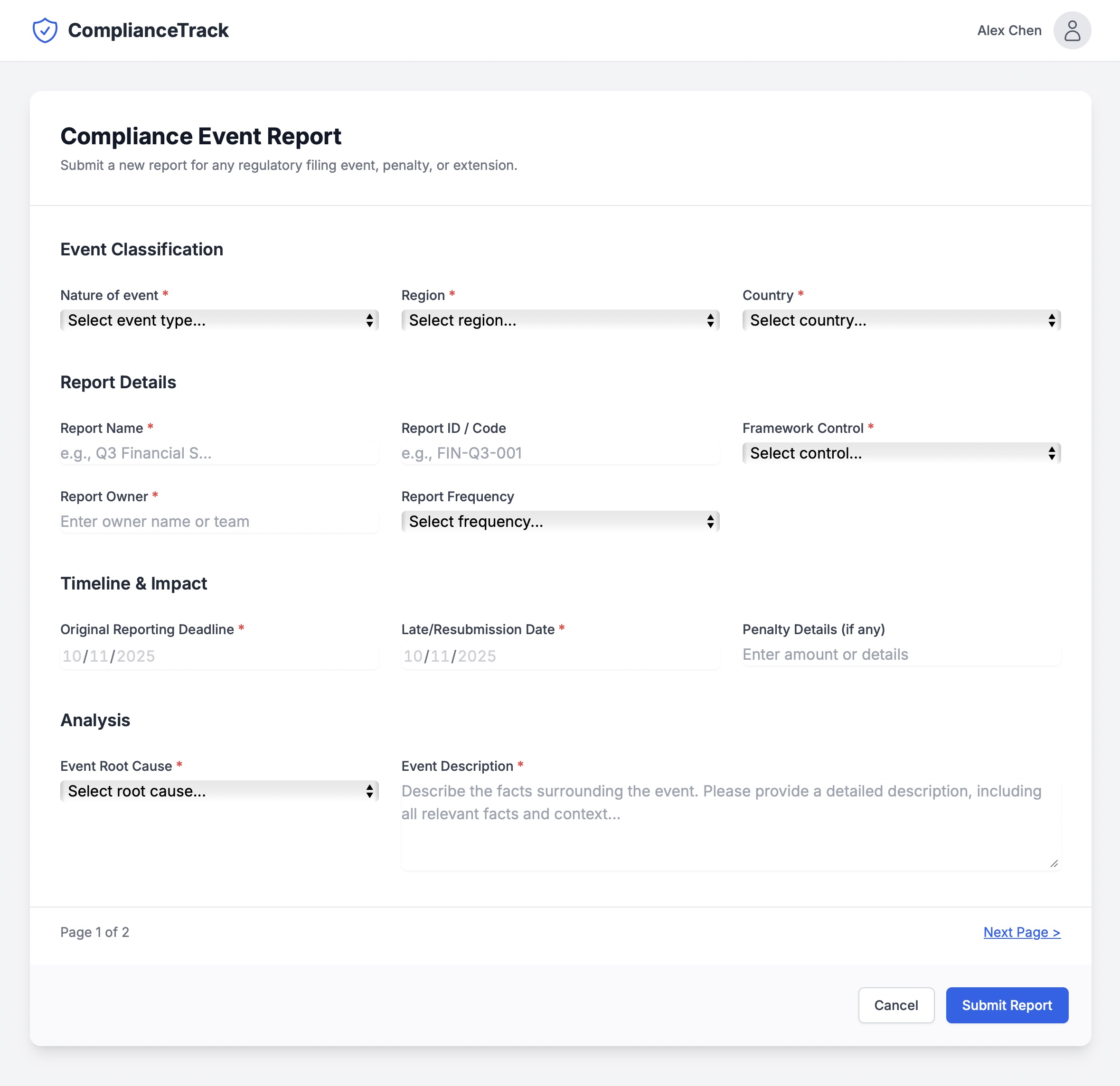 Original survey submission interface